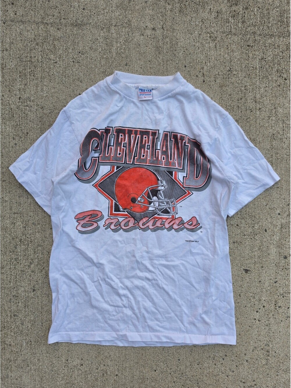 Vintage 1994 True Fan Cleveland Browns Shirt Mens Large White Single Stitch